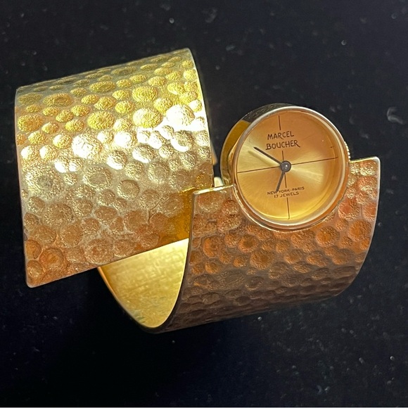 Marcel Boucher Accessories - Marcel Boucher New York Paris  Hammered Bangle Cuff Watch
